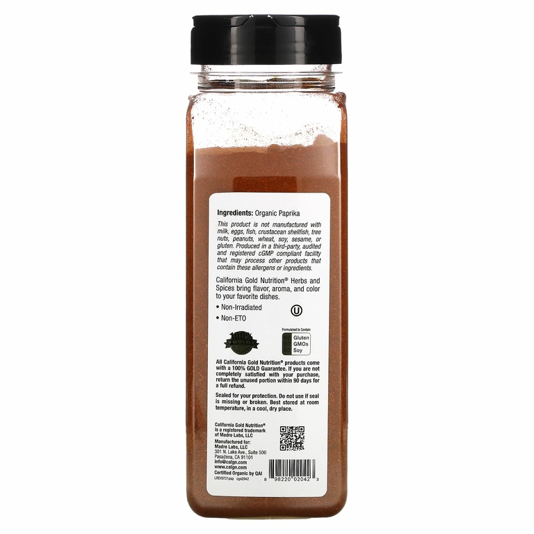 California Gold Nutrition, Foods, органическая паприка, молотая, 538 г (19 унций)