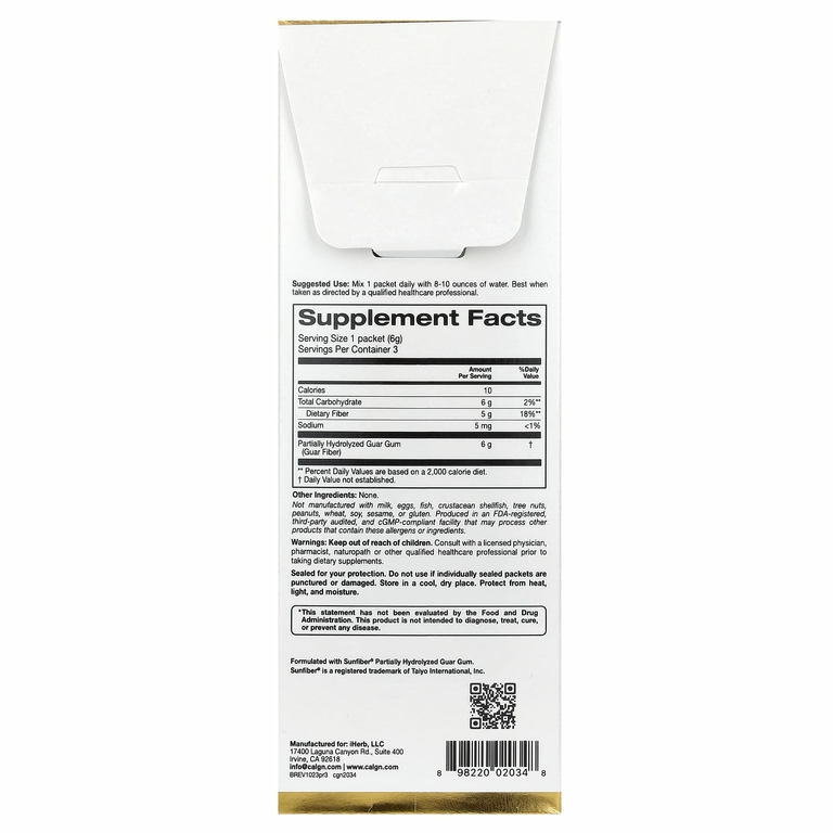 California Gold Nutrition, пребиотическая клетчатка, 3 пакетика, по 6 г (0,21 унции)
