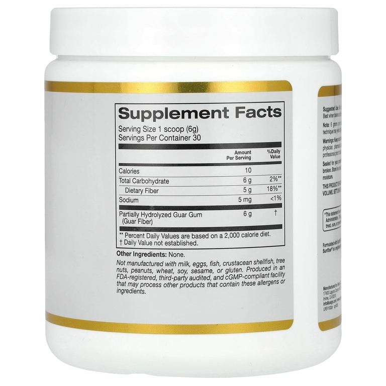 California Gold Nutrition, Пребиотическая клетчатка, 180 г (6,3 унции)
