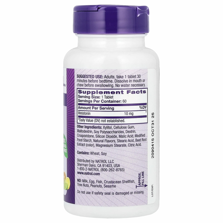 Natrol, Мелатонин, быстрорастворимый, максимальная эффективность, цитрусовые, 10 мг, 60 таблеток
