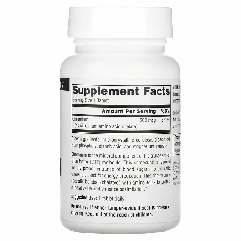 Source Naturals, хром, 200 мкг, 250 таблеток