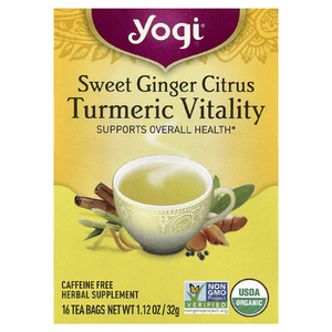 Yogi Tea, Vitality с куркумой, сладкий имбирь и цитрус, без кофеина, 16 чайных пакетиков, 32 г (1,12 унции)