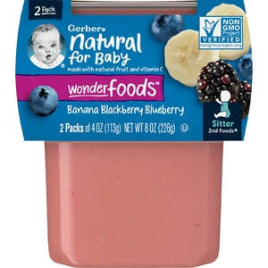 Gerber, Natural for Baby, Wonder Foods, 2nd Foods, банан, ежевика и голубика, 2 пакетика по 113 г (4 унции)