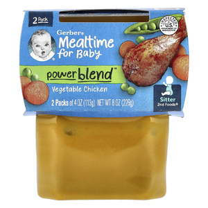 Gerber, Mealtime for Baby, Power Blend™, 2nd Foods®, овощная курица, 2 пакетика по 113 г (4 унции)