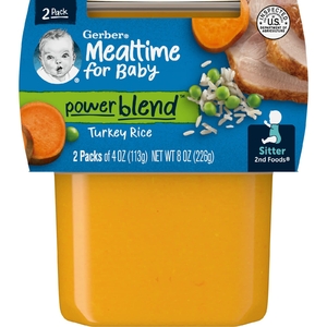 Gerber, Mealtime for Baby, смесь Power, 2nd Foods, рис с индейкой, 2 пакетика по 113 г (4 унции)