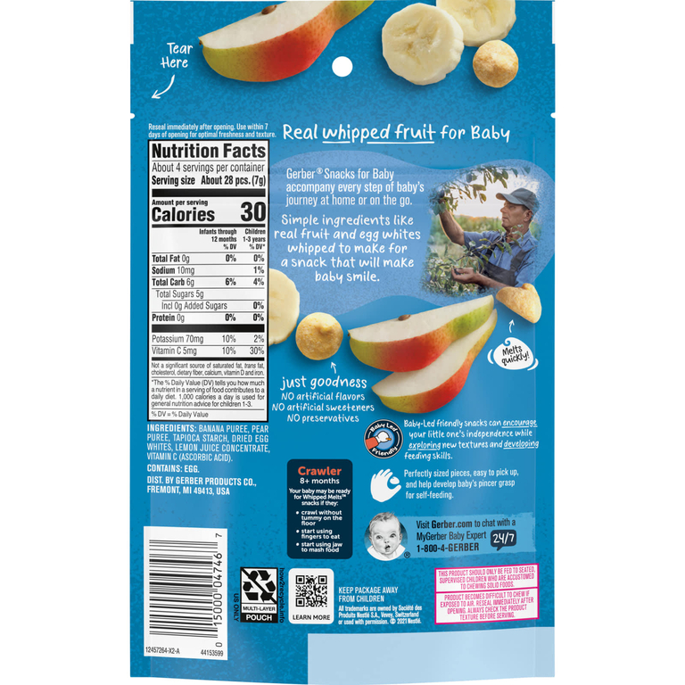 Gerber, Whipped Melts, от 10 месяцев, банановая груша, 28 г (1 унция) (Товар снят с продажи) 