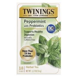 Twinings, Herbal Tea, перечная мята с пробиотиками, без кофеина, 18 чайных пакетиков, 36 г (1,27 унции)