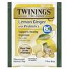 Twinings, ароматизированный травяной чай, лимон и имбирь с пробиотиками, без кофеина, 18 чайных пакетиков, 27 г (0,95 унции)