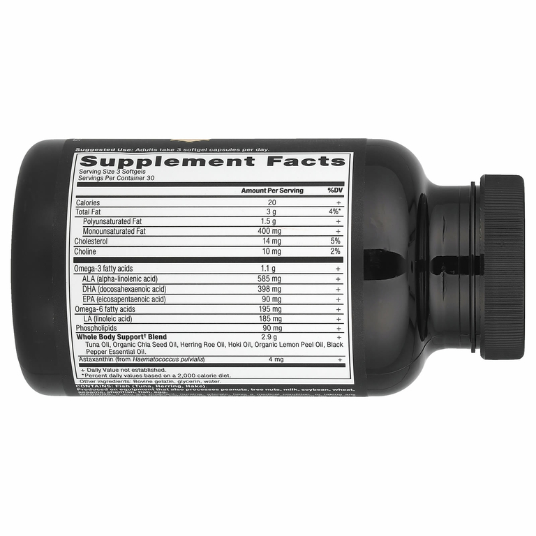 Ancient Nutrition, Omegas, для всего тела, 1000 мг, 90 капсул (333 мг в каждой капсуле)