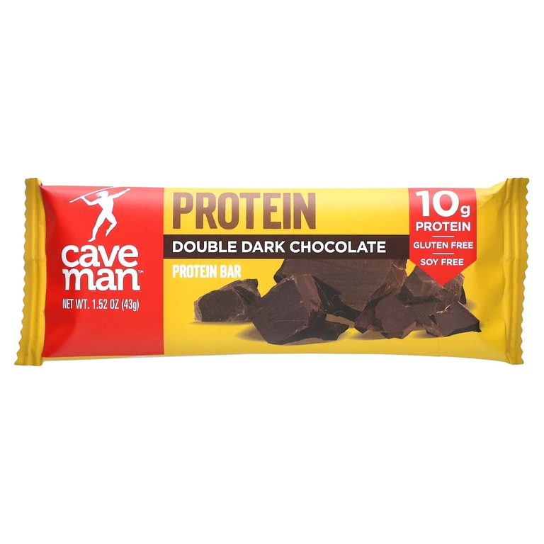 Caveman Foods, Протеиновый батончик, двойной темный шоколад, 12 батончиков, 43 г (1,52 унции)