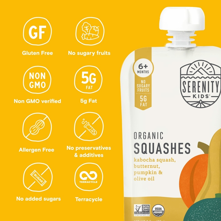Serenity Kids, органические тыквы, для детей от 6 месяцев, мускатный орех, тыква и оливковое масло, 99 г (3,5 унции)