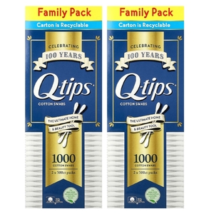 Q-tips, Ватные палочки, семейная упаковка, 2 шт., По 500 тампонов