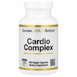 California Gold Nutrition, комплекс для здоровья сердца со смесью CardioAmino, смесью CardioPhyto и коэнзимом Q10, 180 растительных капсул