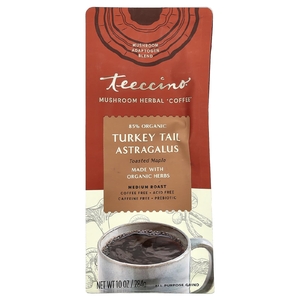 Teeccino, травяной кофе с грибами, трутовик разноцветный и астрагал, обжаренный клен, средняя обжарка, без кофеина, 284 г (10 унций)