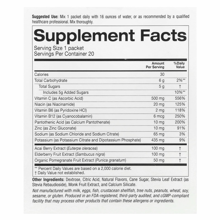 Lake Avenue Nutrition, порошковая смесь для приготовления укрепляющего иммунитет напитка, со вкусом апельсина, 20 пакетиков по 10,3 г (0,36 унции) (Товар снят с продажи) 