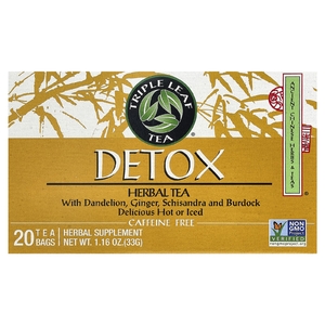 Triple Leaf Tea, детокс, травяной чай для детоксикации, без кофеина, 20 чайных пакетиков, 33 г (1,16 унции)