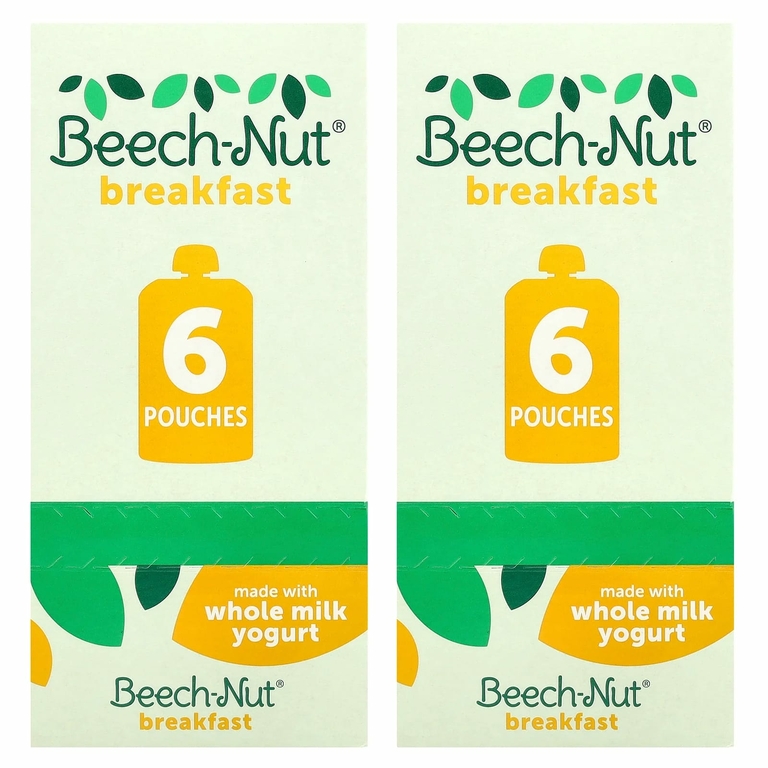 Beech-Nut, завтрак, для детей от 12 месяцев, йогурт с бананом и ягодами, 12 паучей по 99 г (3,5 унции)