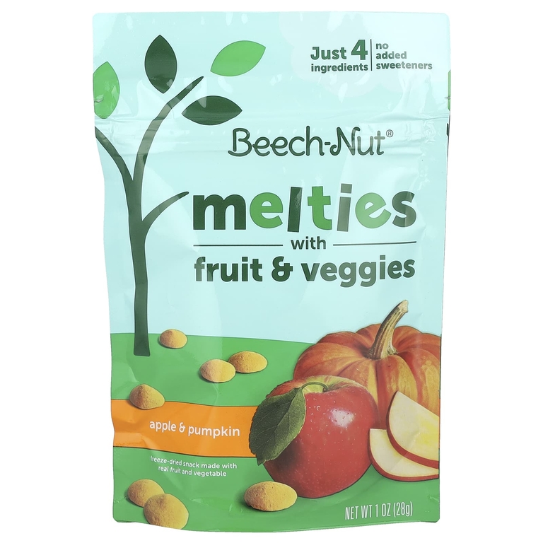 Beech-Nut, Melties с фруктами и овощами, от 8 месяцев, яблоко и тыква, 28 г (1 унция)