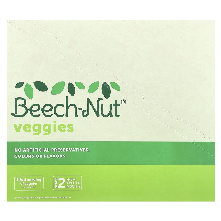Beech-Nut, Veggies, от 6 месяцев, тыква, цуккини и яблоко, 12 пакетиков, 99 г (3,5 унции) (Товар снят с продажи) 