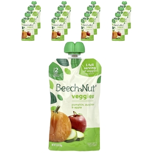 Beech-Nut, Veggies, от 6 месяцев, тыква, цуккини и яблоко, 12 пакетиков, 99 г (3,5 унции) (Товар снят с продажи) 