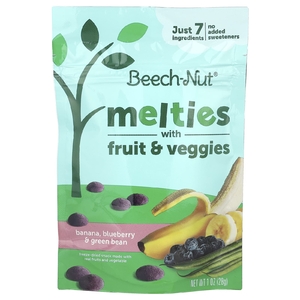 Beech-Nut, Melties с фруктами и овощами, от 8 месяцев, банан, голубика и зеленая фасоль, 28 г (1 унция)