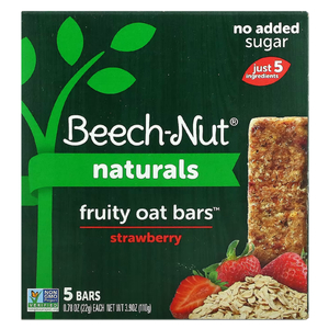 Beech-Nut, Naturals, Fruity Oat Bars, овсяные батончики с фруктами, для детей от 12 месяцев, клубника, 5 батончиков по 22 г (0,78 унции)