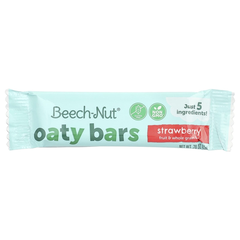 Beech-Nut, Naturals, Fruity Oat Bars, овсяные батончики с фруктами, для детей от 12 месяцев, клубника, 5 батончиков по 22 г (0,78 унции)