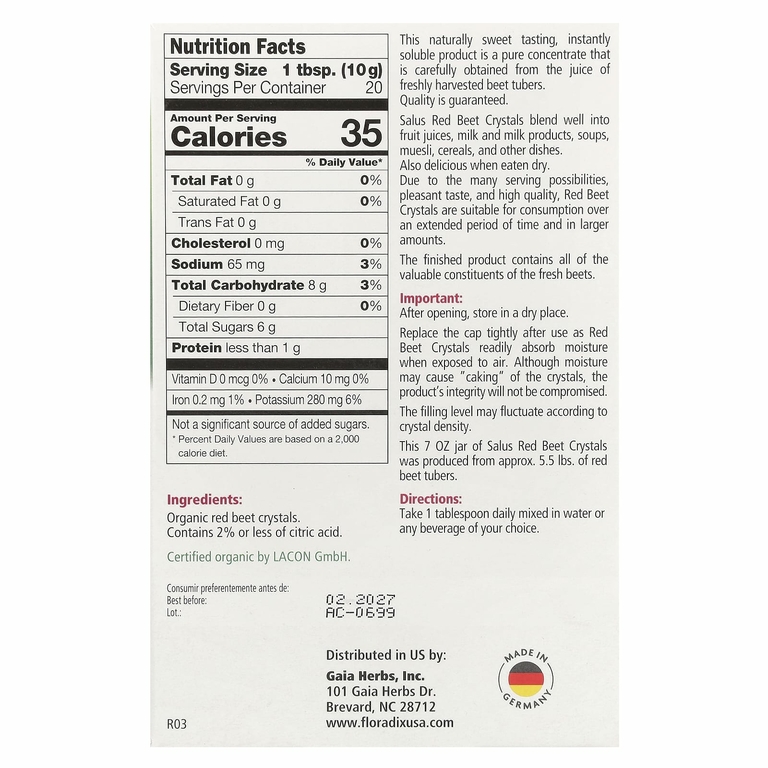 Gaia Herbs, Красная свекла, растворимые кристаллы, 7 унций (200 г)