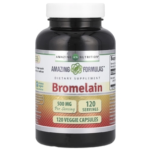 Amazing Nutrition, бромелаин, 500 мг, 120 растительных капсул