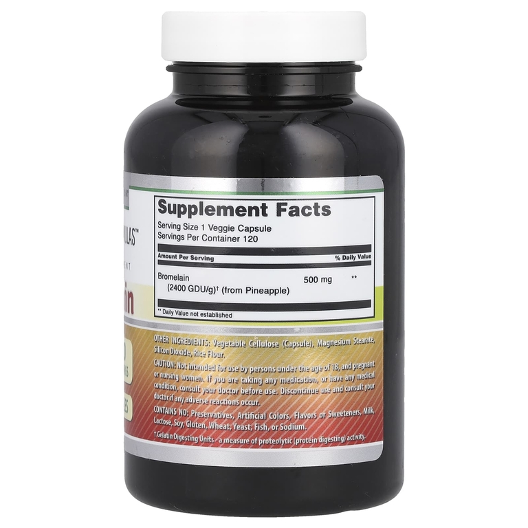 Amazing Nutrition, бромелаин, 500 мг, 120 растительных капсул