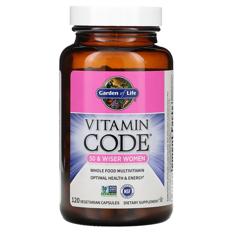 Garden of Life, Vitamin Code, мультивитамины из цельных продуктов для женщин от 50 лет, 120 вегетарианских капсул