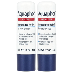 Aquaphor, стик для восстановления губ, мгновенное облегчение, 2 стика по 4,8 г (0,17 унции)