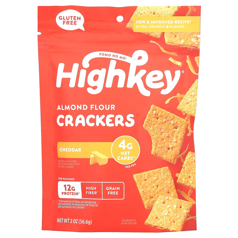 HighKey, Крекеры из миндальной муки, чеддер, 56,6 г (2 унции)