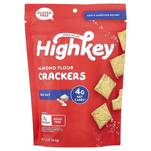 HighKey, Крекеры из миндальной муки, морская соль, 56,6 г (2 унции)