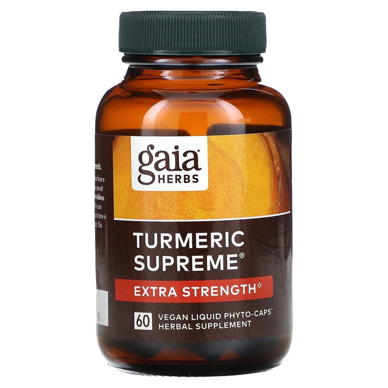 Gaia Herbs, Turmeric Supreme, Extra Strength, куркума, 60 растительных фито-капсул с жидкостью
