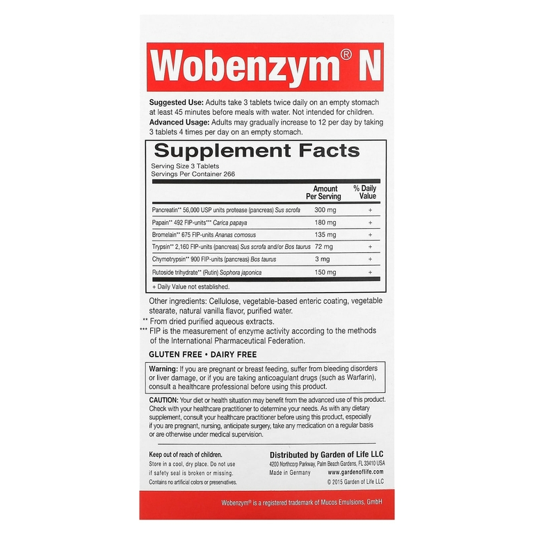 Wobenzym N, здоровье суставов, 800 таблеток, покрытых кишечнорастворимой оболочкой