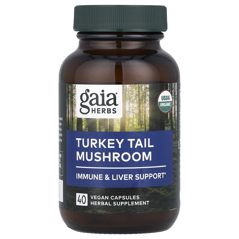 Gaia Herbs, трутовик разноцветный, 40 веганских капсул