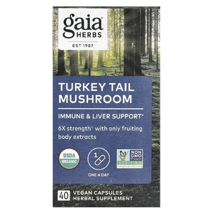 Gaia Herbs, трутовик разноцветный, 40 веганских капсул