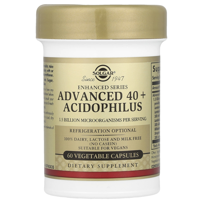 Solgar, Advanced 40+ Acidophilus, 60 растительных капсул