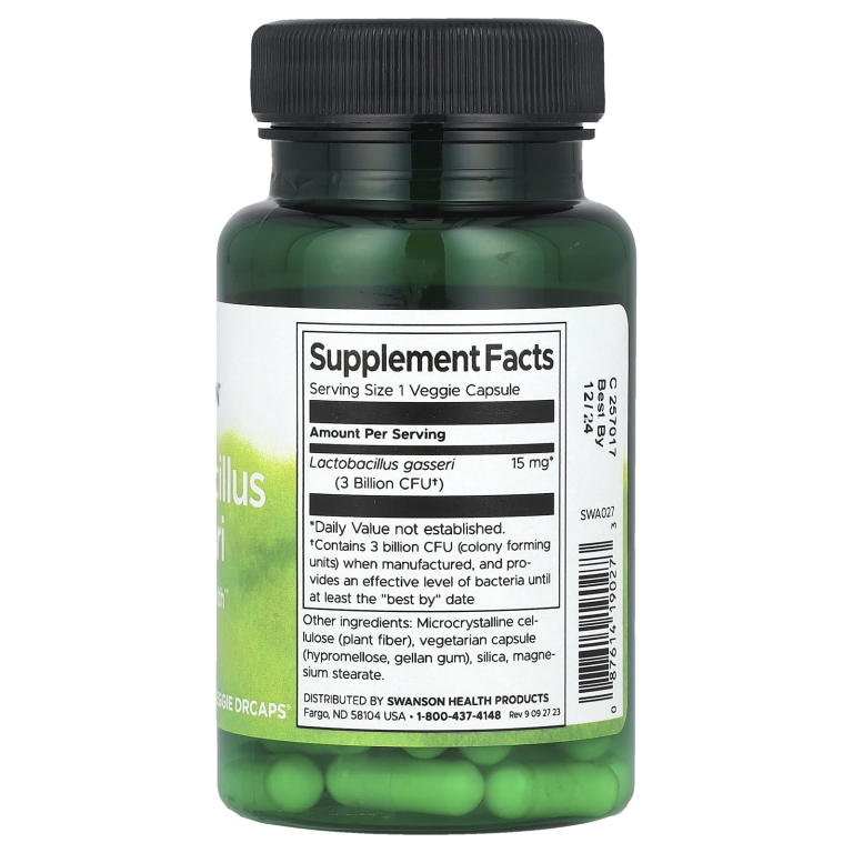 Swanson, лактобактерии гассери (Lactobacillus gasseri), 3 млрд КОЕ, 60 растительных капсул DRcaps