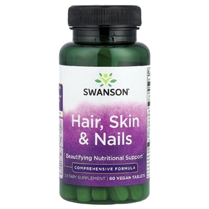 Swanson Vitamins, добавка для волос, кожи и ногтей, 60 веганских таблеток