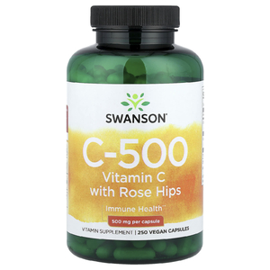 Swanson Vitamins, C-500, витамин C с шиповником, 250 веганских капсул