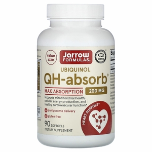 Jarrow Formulas, QH-Absorb, убихинол, максимальное усвоение, 200 мг, 90 капсул