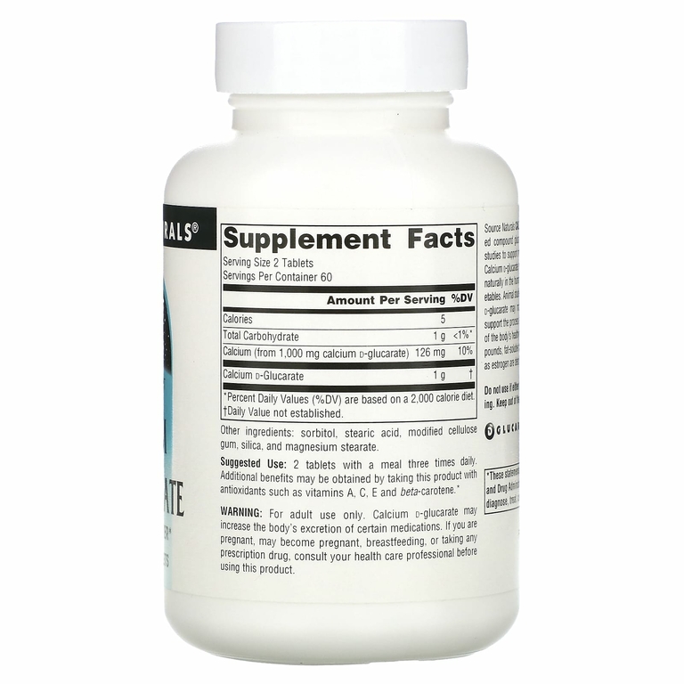 Source Naturals, D-глюкарат кальция, 1000 мг, 120 таблеток (500 мг в 1 таблетке)