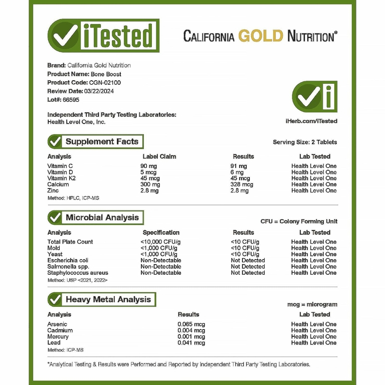 California Gold Nutrition, Bone Boost, добавка для поддержки здоровья костей, 120 таблеток