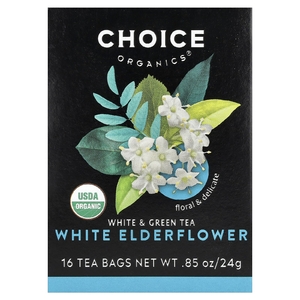Choice Organics, Белый и зеленый чай, белая бузина, 16 чайных пакетиков, 24 г (0,85 унции) (Товар снят с продажи) 