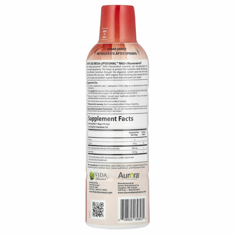 Aurora Nutrascience, Мега-липосомальный НАД + / ресвератрол, органические фрукты, 480 мл (16 жидк. унц.)