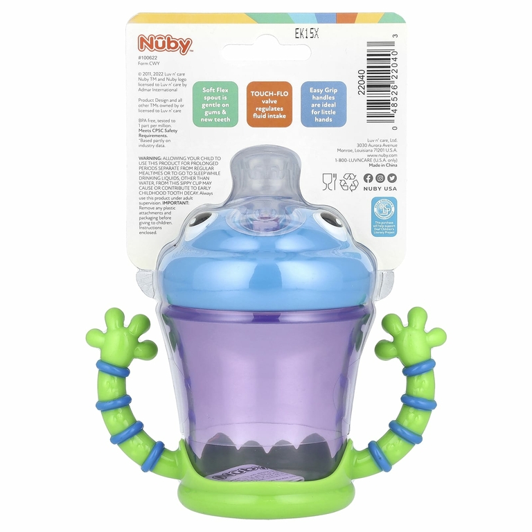 Nuby, iMonster Grip N 'Sip Cup, от 4 месяцев, 210 мл (7 унций)
