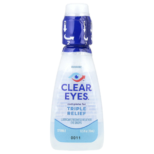 Clear Eyes, Triple Action, увлажняющие / снимающие покраснение капли для глаз, 15 мл (0,5 жидк. унц.)