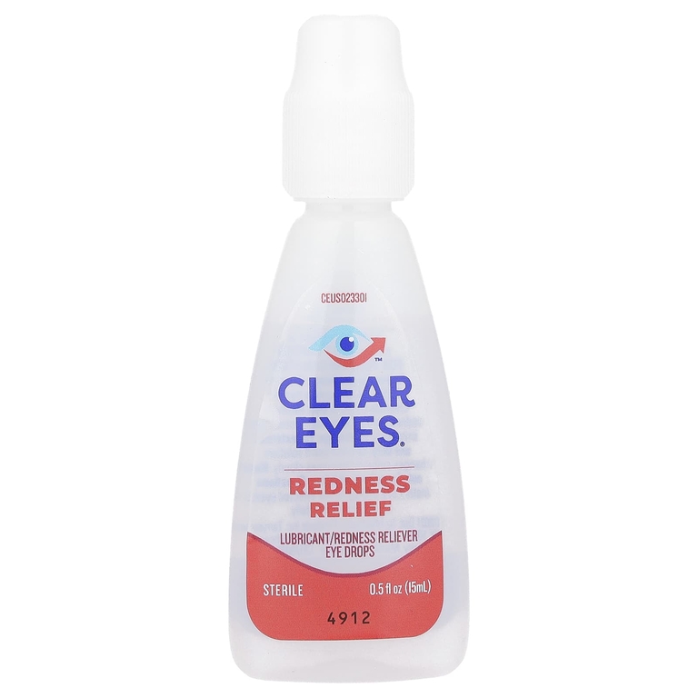 Clear Eyes, Redness Relief, Глазные капли смазывающее / снимающее покраснение, 0,5 жидких унций (15 мл)